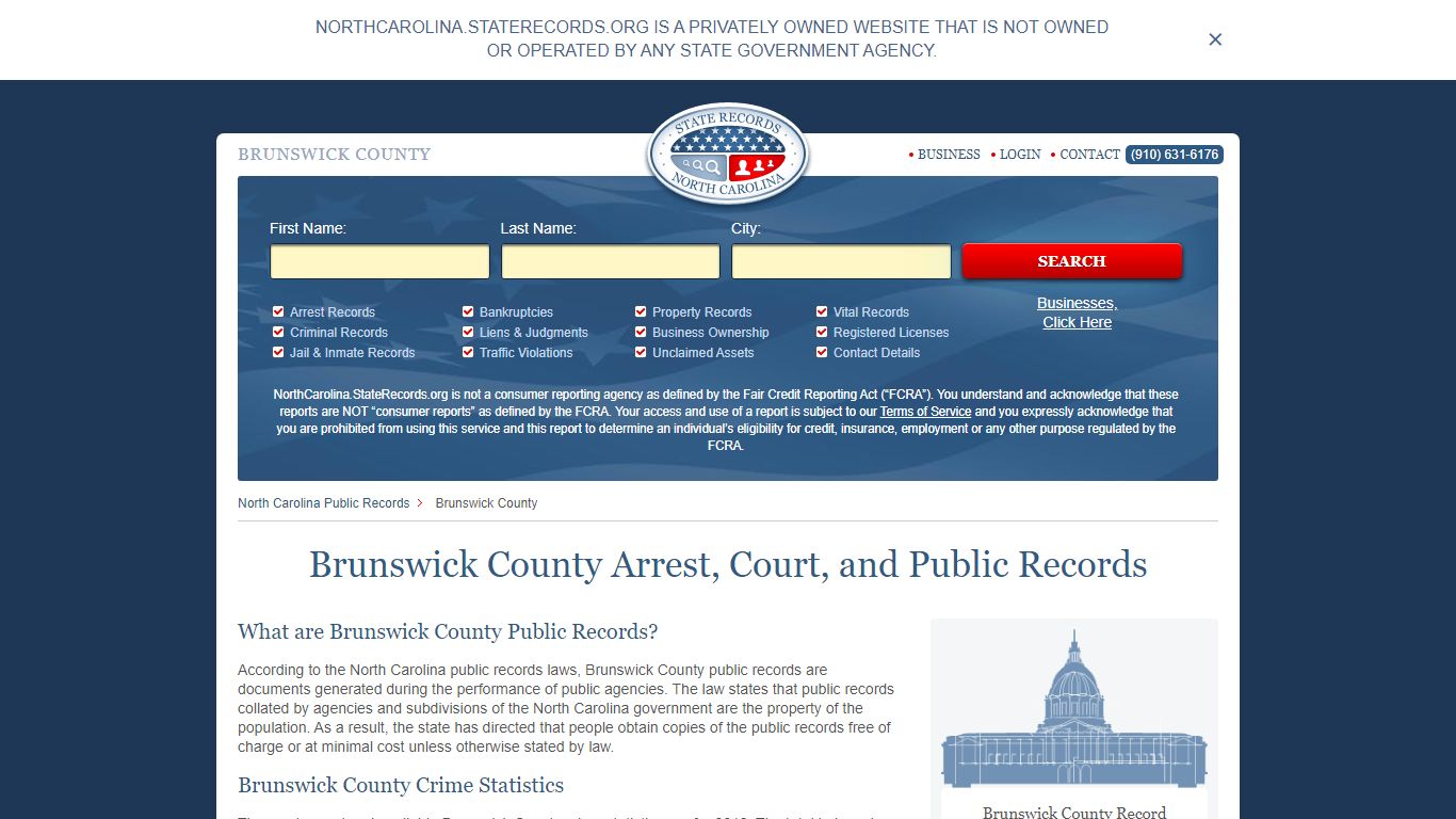 Brunswick County Arrest, Court, and Public Records