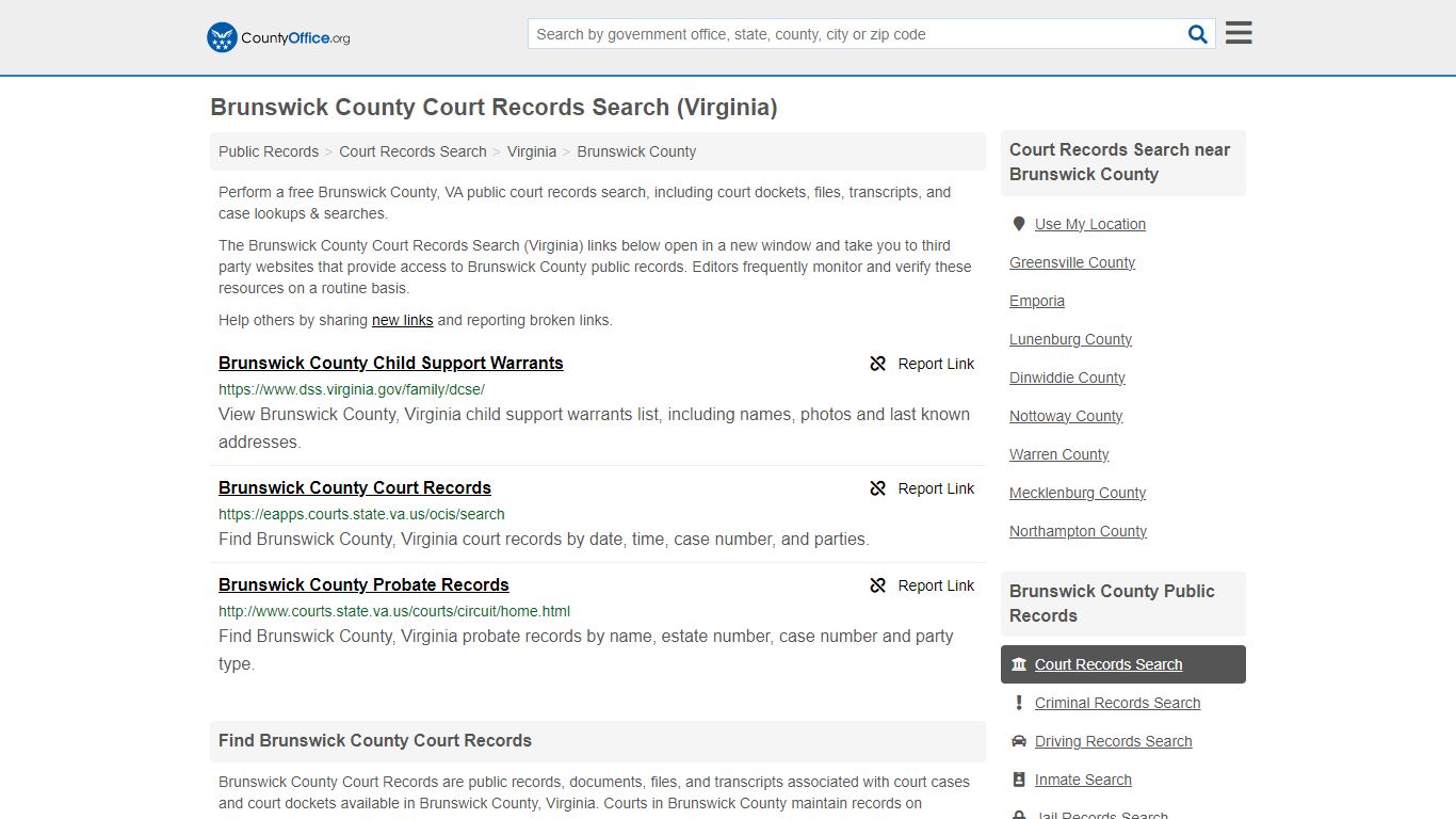 Brunswick County Court Records Search (Virginia) - County Office
